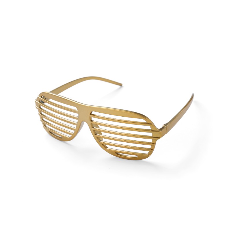 Gold Shutter Shades Fun Novelty Plastic Party Sunglasses